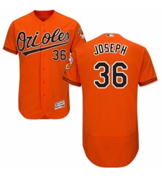 Men's Majestic Baltimore Orioles #36 Caleb Joseph Orange Alternate Flex Base Authentic Collection MLB Jersey