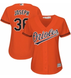Women's Majestic Baltimore Orioles #36 Caleb Joseph Authentic Orange Alternate Cool Base MLB Jersey