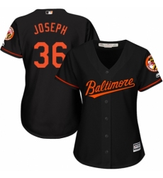 Women's Majestic Baltimore Orioles #36 Caleb Joseph Replica Black Alternate Cool Base MLB Jersey