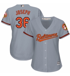 Women's Majestic Baltimore Orioles #36 Caleb Joseph Replica Grey Road Cool Base MLB Jersey
