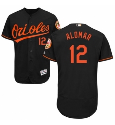 Men's Majestic Baltimore Orioles #12 Roberto Alomar Black Alternate Flex Base Authentic Collection MLB Jersey