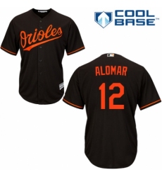 Men's Majestic Baltimore Orioles #12 Roberto Alomar Replica Black Alternate Cool Base MLB Jersey