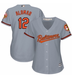 Women's Majestic Baltimore Orioles #12 Roberto Alomar Replica Grey Road Cool Base MLB Jersey