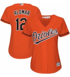 Women's Majestic Baltimore Orioles #12 Roberto Alomar Replica Orange Alternate Cool Base MLB Jersey
