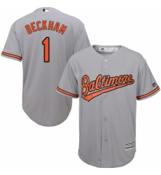 Men's Majestic Baltimore Orioles #1 Tim Beckham Replica Grey Road Cool Base MLB Jersey