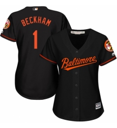 Women's Majestic Baltimore Orioles #1 Tim Beckham Authentic Black Alternate Cool Base MLB Jersey