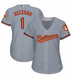 Women's Majestic Baltimore Orioles #1 Tim Beckham Authentic Grey Road Cool Base MLB Jersey