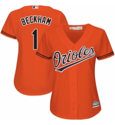 Women's Majestic Baltimore Orioles #1 Tim Beckham Authentic Orange Alternate Cool Base MLB Jersey