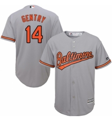 Men's Majestic Baltimore Orioles #14 Craig Gentry Replica Grey Road Cool Base MLB Jersey