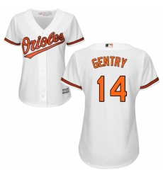 Women's Majestic Baltimore Orioles #14 Craig Gentry Replica White Home Cool Base MLB Jersey