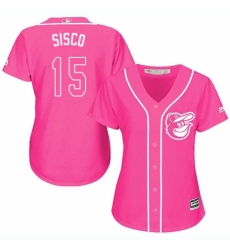 Women's Majestic Baltimore Orioles #15 Chance Sisco Authentic Pink Fashion Cool Base MLB Jersey