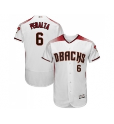 Men's Arizona Diamondbacks #6 David Peralta White Home Authentic Collection Flex Base Baseball Jersey