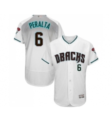 Men's Arizona Diamondbacks #6 David Peralta White Teal Alternate Authentic Collection Flex Base Baseball Jersey