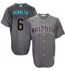 Men's Majestic Arizona Diamondbacks #6 David Peralta Authentic Gray/Turquoise Cool Base MLB Jersey