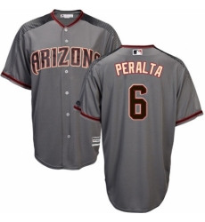 Men's Majestic Arizona Diamondbacks #6 David Peralta Authentic Grey Road Cool Base MLB Jersey