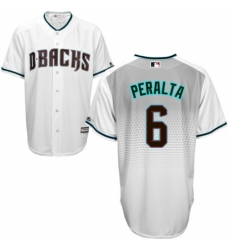 Men's Majestic Arizona Diamondbacks #6 David Peralta Replica White/Capri Cool Base MLB Jersey