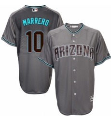 Men's Majestic Arizona Diamondbacks #10 Deven Marrero Authentic Gray/Turquoise Cool Base MLB Jersey
