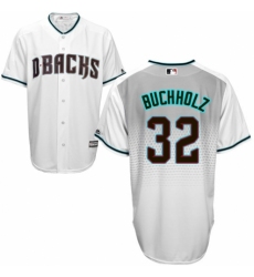 Men's Majestic Arizona Diamondbacks #32 Clay Buchholz Authentic White/Capri Cool Base MLB Jersey