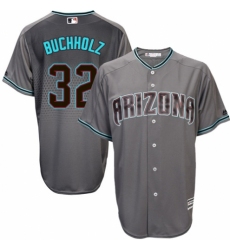 Men's Majestic Arizona Diamondbacks #32 Clay Buchholz Replica Gray/Turquoise Cool Base MLB Jersey
