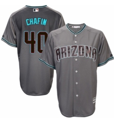 Men's Majestic Arizona Diamondbacks #40 Andrew Chafin Replica Gray/Turquoise Cool Base MLB Jersey