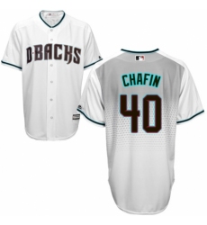 Men's Majestic Arizona Diamondbacks #40 Andrew Chafin Replica White/Capri Cool Base MLB Jersey