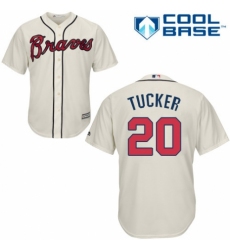Men's Majestic Atlanta Braves #20 Preston Tucker Replica Cream Alternate 2 Cool Base MLB Jersey