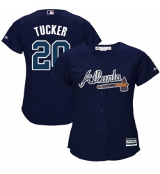 Women's Majestic Atlanta Braves #20 Preston Tucker Authentic Blue Alternate Road Cool Base MLB Jersey
