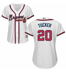 Women's Majestic Atlanta Braves #20 Preston Tucker Authentic White Home Cool Base MLB Jersey