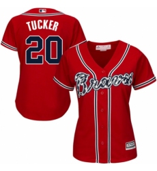 Women's Majestic Atlanta Braves #20 Preston Tucker Replica Red Alternate Cool Base MLB Jersey