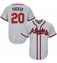Youth Majestic Atlanta Braves #20 Preston Tucker Authentic Grey Road Cool Base MLB Jersey