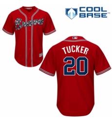 Youth Majestic Atlanta Braves #20 Preston Tucker Authentic Red Alternate Cool Base MLB Jersey
