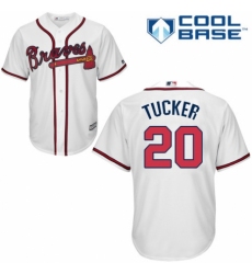 Youth Majestic Atlanta Braves #20 Preston Tucker Authentic White Home Cool Base MLB Jersey