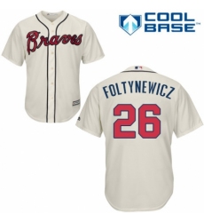 Men's Majestic Atlanta Braves #26 Mike Foltynewicz Replica Cream Alternate 2 Cool Base MLB Jersey