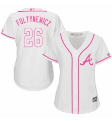 Women's Majestic Atlanta Braves #26 Mike Foltynewicz Authentic White Fashion Cool Base MLB Jersey