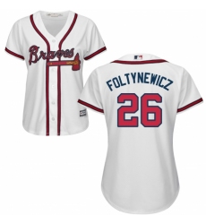 Women's Majestic Atlanta Braves #26 Mike Foltynewicz Authentic White Home Cool Base MLB Jersey