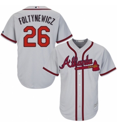 Youth Majestic Atlanta Braves #26 Mike Foltynewicz Replica Grey Road Cool Base MLB Jersey