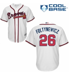 Youth Majestic Atlanta Braves #26 Mike Foltynewicz Replica White Home Cool Base MLB Jersey