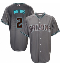 Men's Majestic Arizona Diamondbacks #2 Jeff Mathis Authentic Gray/Turquoise Cool Base MLB Jersey