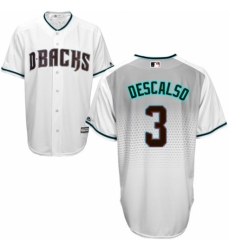 Men's Majestic Arizona Diamondbacks #3 Daniel Descalso Authentic White/Capri Cool Base MLB Jersey