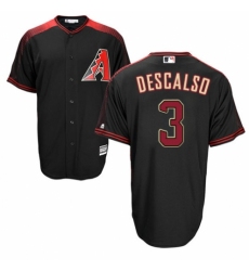 Men's Majestic Arizona Diamondbacks #3 Daniel Descalso Replica Black/Brick Alternate Home Cool Base MLB Jersey