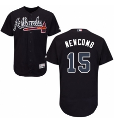 Men's Majestic Atlanta Braves #15 Sean Newcomb Navy Blue Alternate Flex Base Authentic Collection MLB Jersey