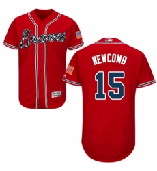 Men's Majestic Atlanta Braves #15 Sean Newcomb Red Alternate Flex Base Authentic Collection MLB Jersey