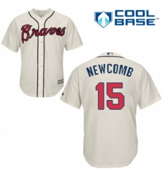 Youth Majestic Atlanta Braves #15 Sean Newcomb Authentic Cream Alternate 2 Cool Base MLB Jersey