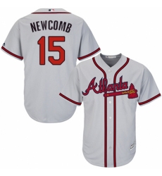 Youth Majestic Atlanta Braves #15 Sean Newcomb Authentic Grey Road Cool Base MLB Jersey