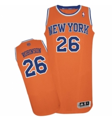 Men's Adidas New York Knicks #26 Mitchell Robinson Authentic Orange Alternate NBA Jersey