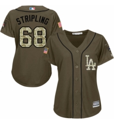 Women's Majestic Los Angeles Dodgers #68 Ross Stripling Authentic Green Salute to Service MLB Jersey