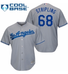 Youth Majestic Los Angeles Dodgers #68 Ross Stripling Authentic Grey Road Cool Base MLB Jersey