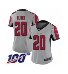 Women's Atlanta Falcons #20 Isaiah Oliver Limited Silver Inverted Legend 100th Season Football Jersey