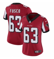 Women's Nike Atlanta Falcons #63 Brandon Fusco Red Team Color Vapor Untouchable Limited Player NFL Jersey