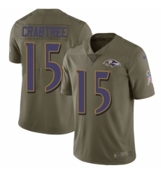 Youth Nike Baltimore Ravens #15 Michael Crabtree Limited Olive 2017 Salute to Service NFL Jersey